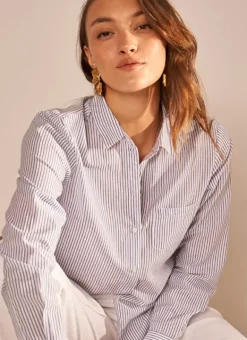 Chemise Manches Longues A Rayures Bleu Calabama Sud Express