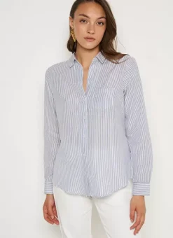 Chemise Manches Longues A Rayures Bleu Calabama Sud Express