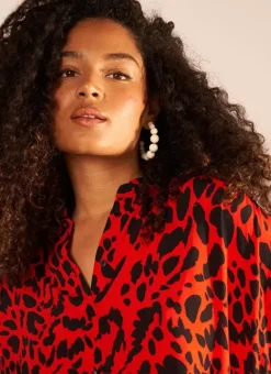 Chemise Oversize A Manches Courtes Rouge Calixie Sud Express