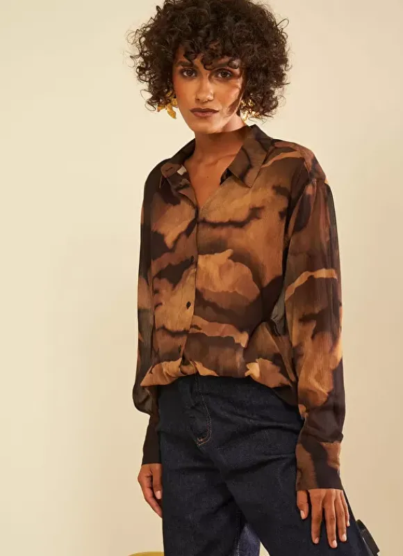 Chemise Oversize Imprimee Marron Cadalie Sud Express