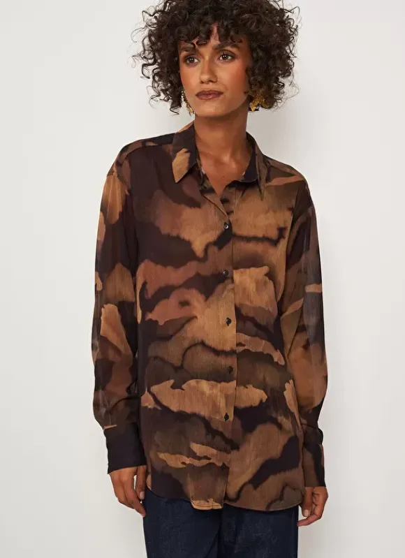 Chemise Oversize Imprimee Marron Cadalie Sud Express