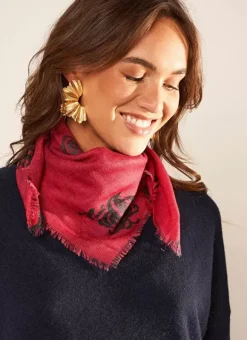 Foulard Carre En Laine Et Soie Framboise Epic Sud Express