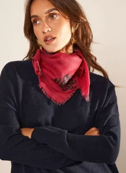 Foulard Carre En Laine Et Soie Framboise Epic Sud Express
