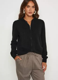 Gilet A Capuche Zippe 100% Cachemire Noir Garenk Sud Express
