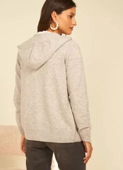 Gilet A Capuche Zippe 100% Cachemire Perle Chine Garenk Sud Express