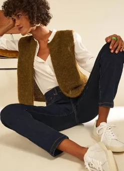 Gilet Court Et Ouvert, En Mohair Et Alpaga Kaki Gotanax Sud Express