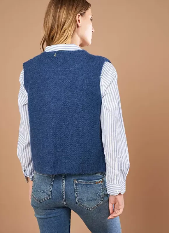 Gilet Court Ouvert En Mohair Indigo Gotana Sud Express