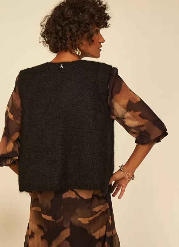 Gilet Court Ouvert En Mohair Noir Gotanay Sud Express