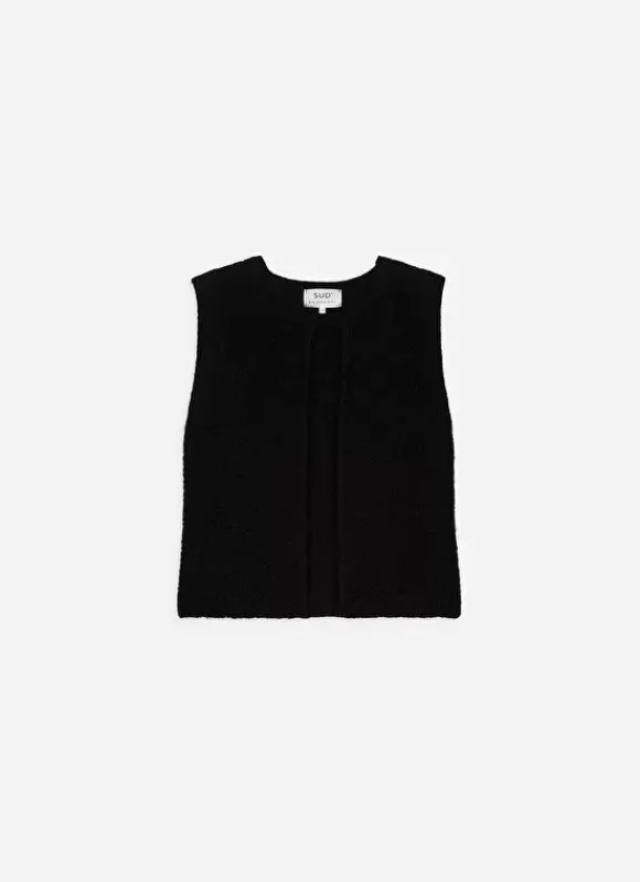 Gilet Court Ouvert En Mohair Noir Gotanay Sud Express