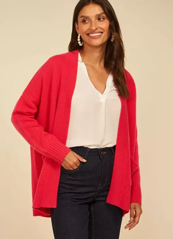 Gilet Mi-Long Ouvert Avec Poches Plaquees Framboise Geric Sud Express