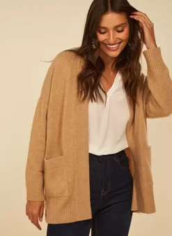 Gilet Mi-Long Ouvert Avec Poches Plaquees Camel Geric Sud Express