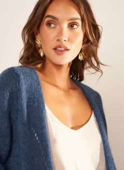 Gilet Ouvert Mi-Long Avec Poches Indigo Grangey Sud Express