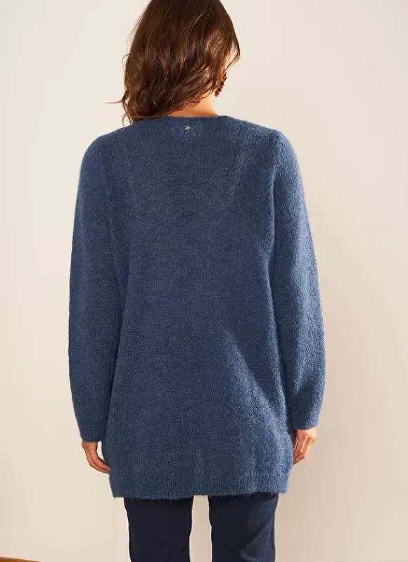 Gilet Ouvert Mi-Long Avec Poches Indigo Grangey Sud Express