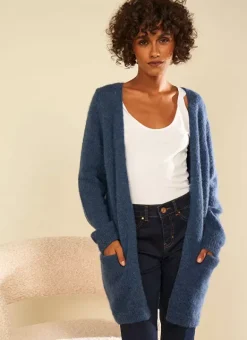 Gilet Ouvert Mi-Long Avec Poches Indigo Grangey Sud Express