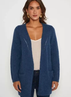 Gilet Ouvert Mi-Long Avec Poches Indigo Grangey Sud Express