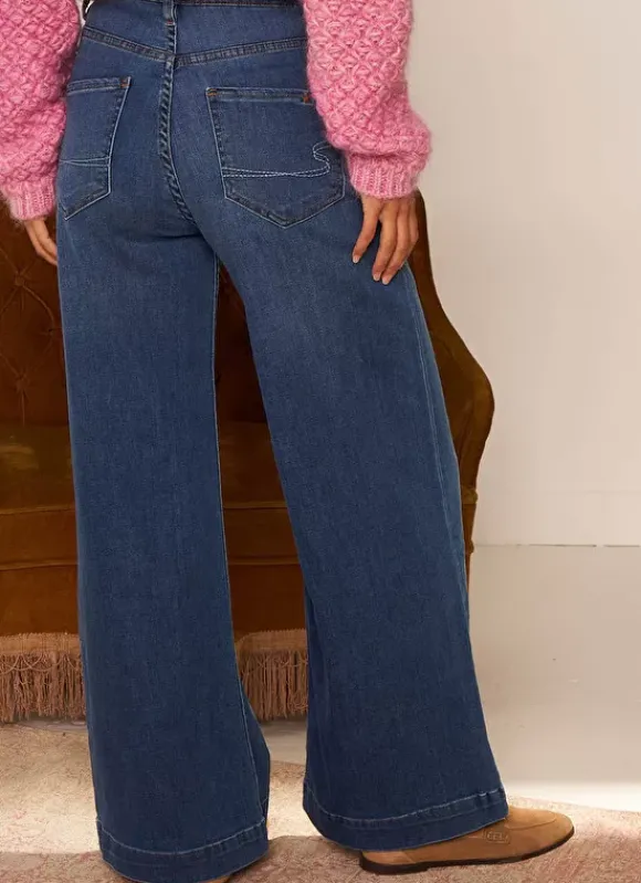 Jean Flare A Taille Haute Medium Stone Lyla Sud Express