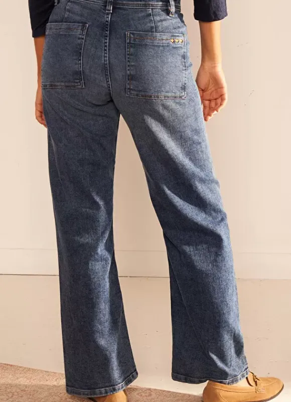 Jean Large, Taille Haute Sans Coutures Sur Les Cotes Medium Dark Sto Clara Sud Express