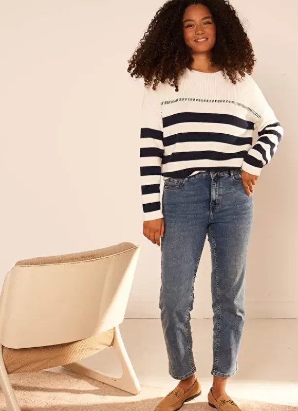 Jean Taille Haute Cinq Poches Medium Stone Debby Sud Express