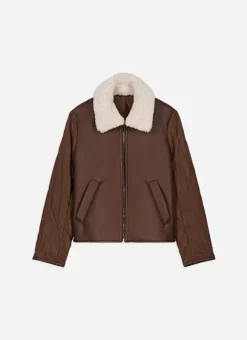 Manteau Court Bi Matiere Chocolat Maeleen Sud Express