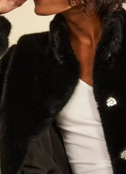Manteau Court En Fausse Fourrure Noir Mucyli Sud Express