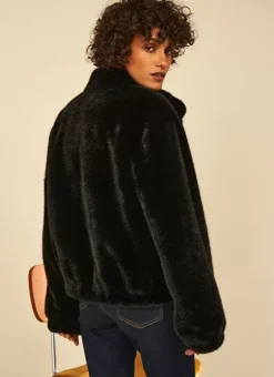 Manteau Court En Fausse Fourrure Noir Mucyli Sud Express