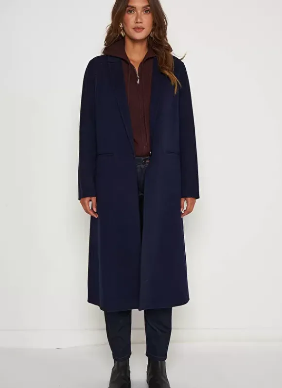 Manteau En Laine Marine Metoile Sud Express