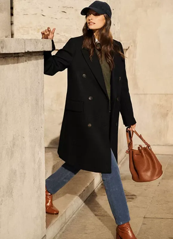 Manteau En Laine Noir Masical Sud Express