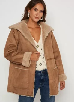 Manteau Fausse Fourrure Camel Myan Sud Express
