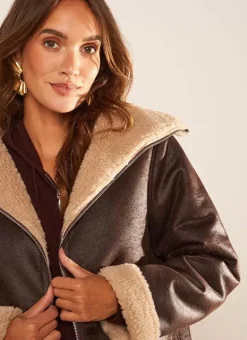 Manteau Fausse Fourrure Chocolat Myan Sud Express