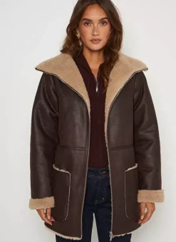Manteau Fausse Fourrure Chocolat Myan Sud Express