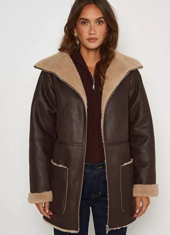 Manteau Fausse Fourrure Chocolat Myan Sud Express
