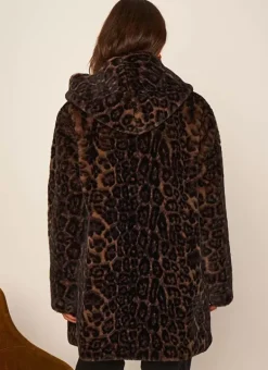 Manteau Fausse Fourrure Leopard Camel Mialys Sud Express