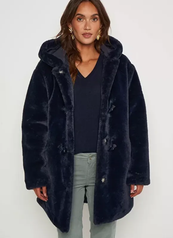 Manteau Mi Long En Fausse Fourrure Marine Mia Sud Express