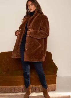 Manteau Mi-Long En Fausse Fourrure Camel Mampini Sud Express