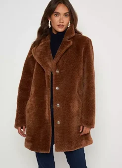 Manteau Mi-Long En Fausse Fourrure Camel Mampini Sud Express