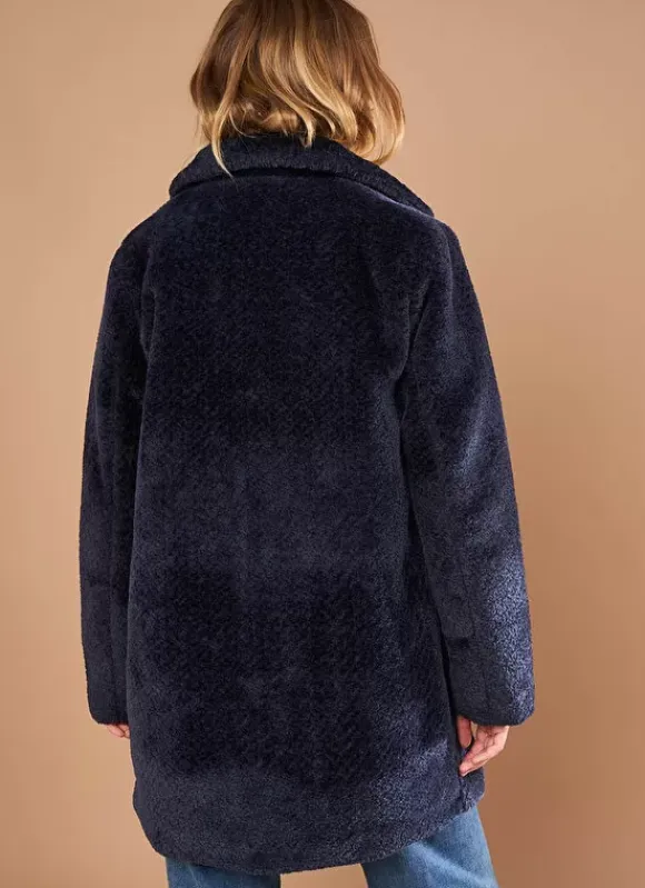 Manteau Mi-Long En Fausse Fourrure Marine Mampini Sud Express