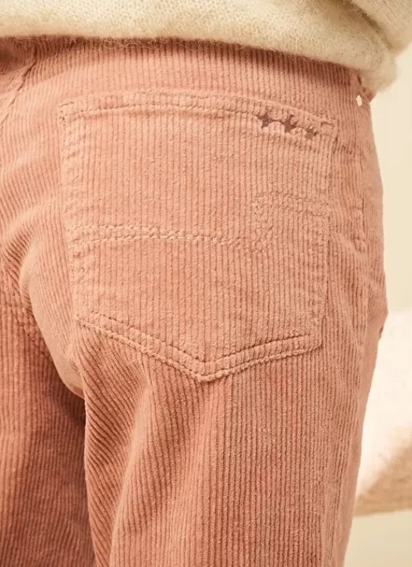 Pantalon Boyfriend Velours Bois De Rose Pavlina Sud Express