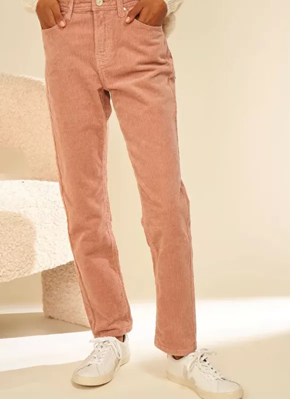 Pantalon Boyfriend Velours Bois De Rose Pavlina Sud Express