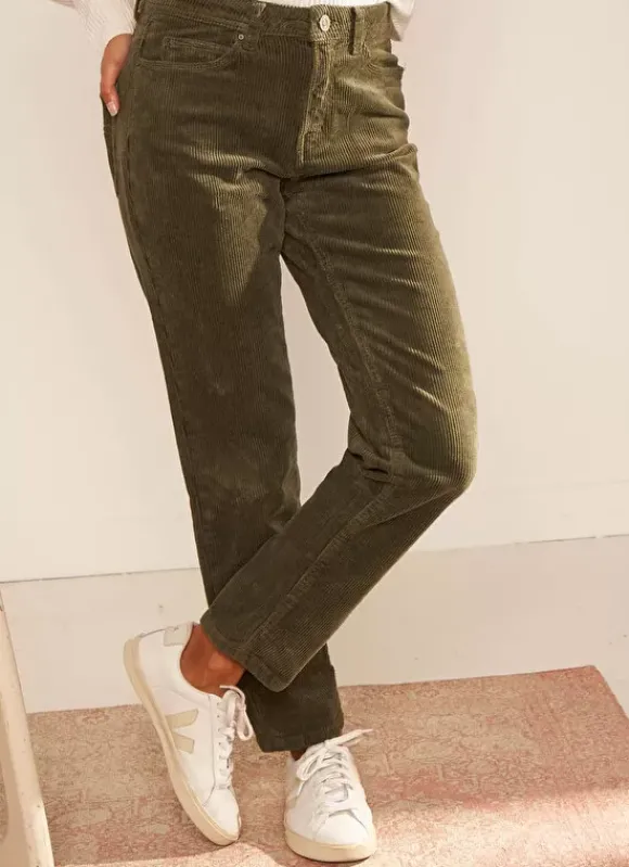 Pantalon Boyfriend Velours Kaki Pavlina Sud Express