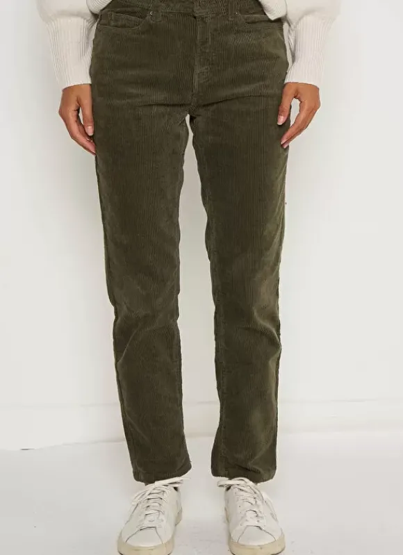 Pantalon Boyfriend Velours Kaki Pavlina Sud Express