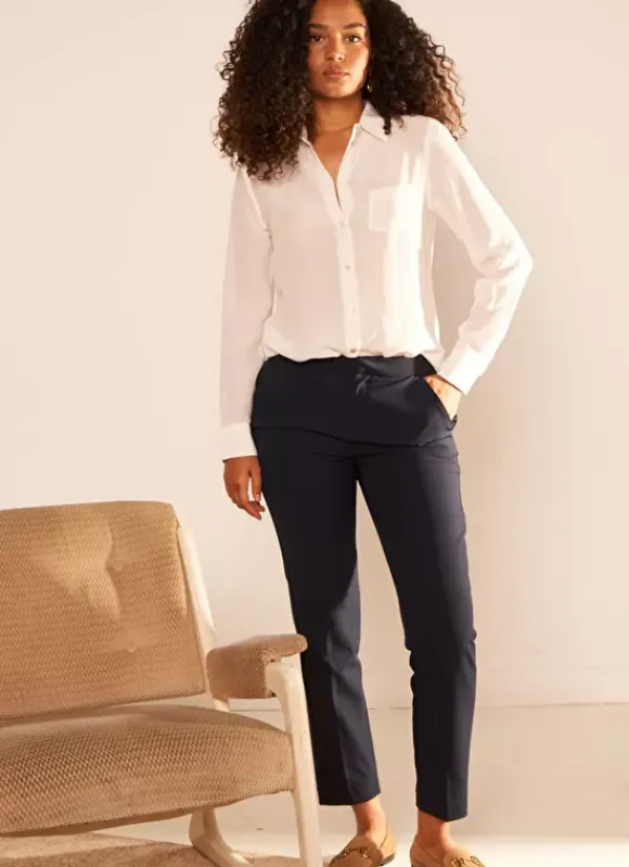 Pantalon De Ville Taille Elastiquee Marine Padisto Sud Express