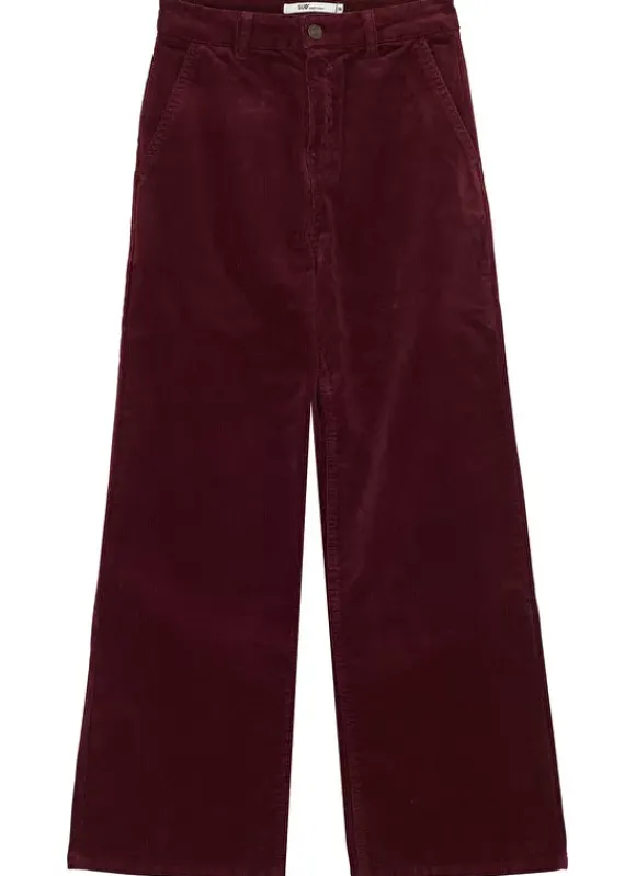 Pantalon Droit Taille Haute En Velours Cotele Bordeaux Passyla Sud Express