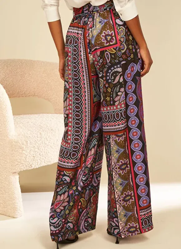 Pantalon Imprime Retro Kaki Penelope Sud Express