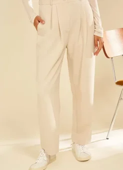 Pantalon Tailleur Taille Haute Creme Pasalta Sud Express