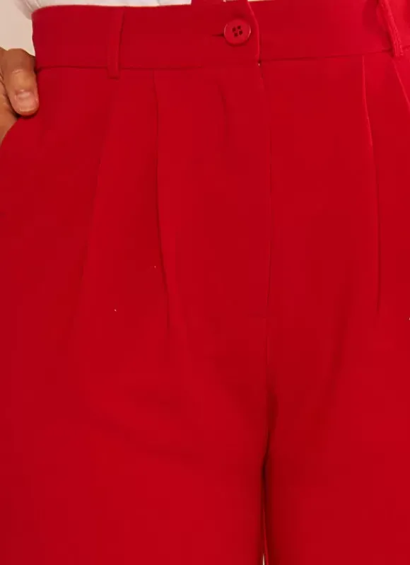 Pantalon Tailleur Taille Haute Rouge Pasalta Sud Express