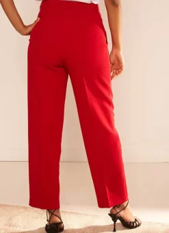 Pantalon Tailleur Taille Haute Rouge Pasalta Sud Express