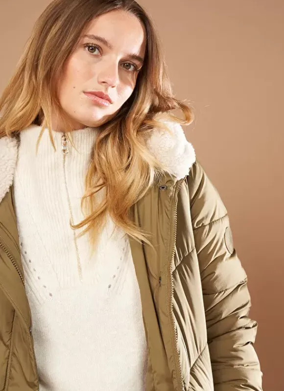 Parka A Capuche Manches Longues Olive Veilana Sud Express