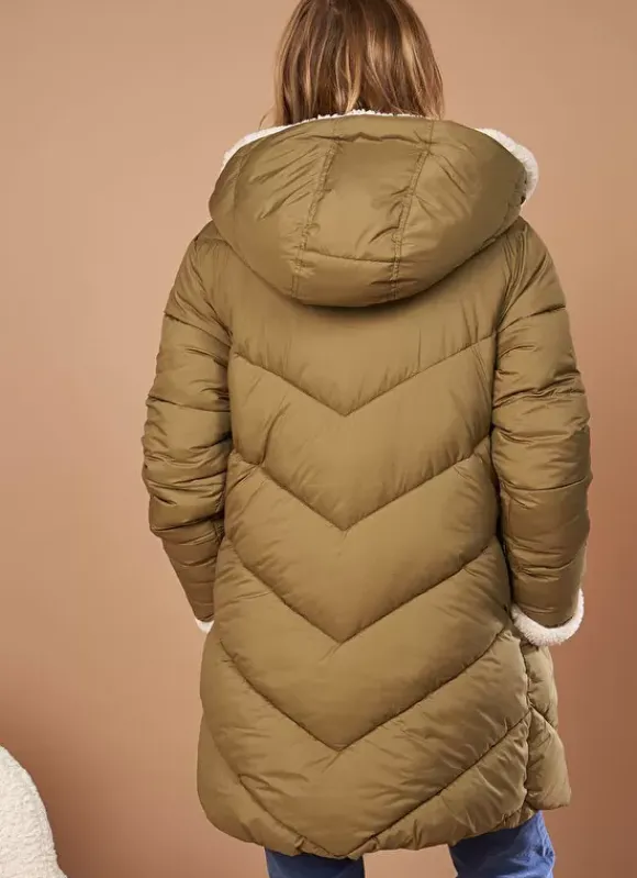 Parka A Capuche Manches Longues Olive Veilana Sud Express
