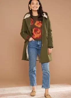 Parka Mi-Longue A Capuche Olive Velane Sud Express