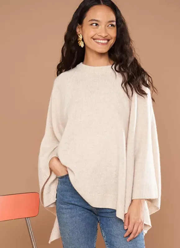 Poncho 100% Cachemire Beige Chine Paulo Sud Express